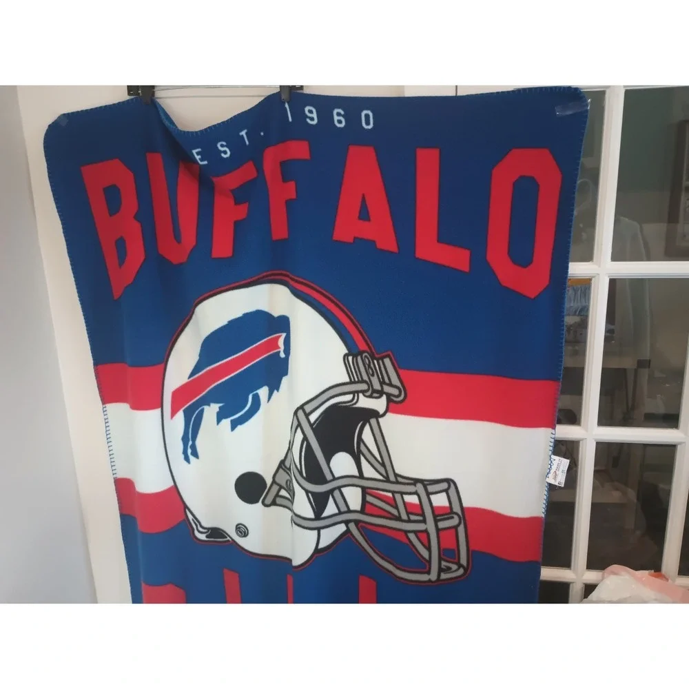 Buffalo Bills NFL Fleece Throw Blanket Est 1960 Helmet Northwest 43x56 Autograph